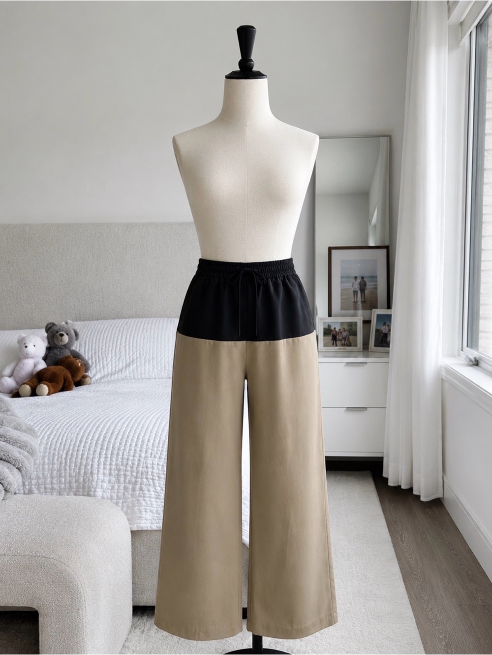 Topshop Black Elastic Waist Wide-Leg Pants